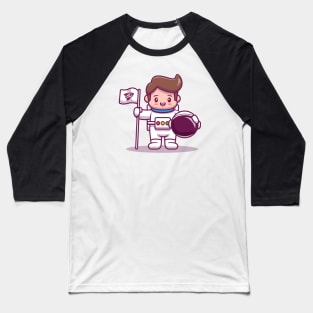 Cute Astronaut Kid Cartoon Vector Icon Illustration Baseball T-Shirt